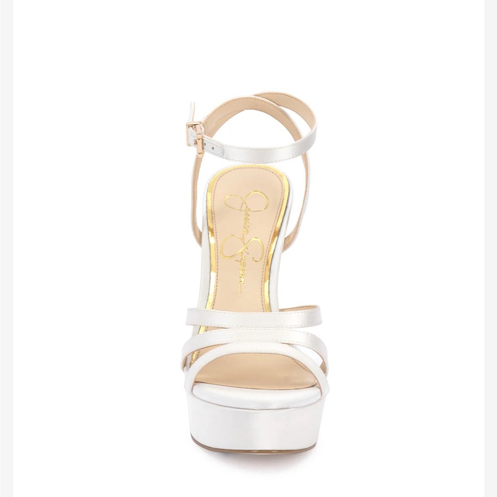 Jessica Simpson white satin Balina heel